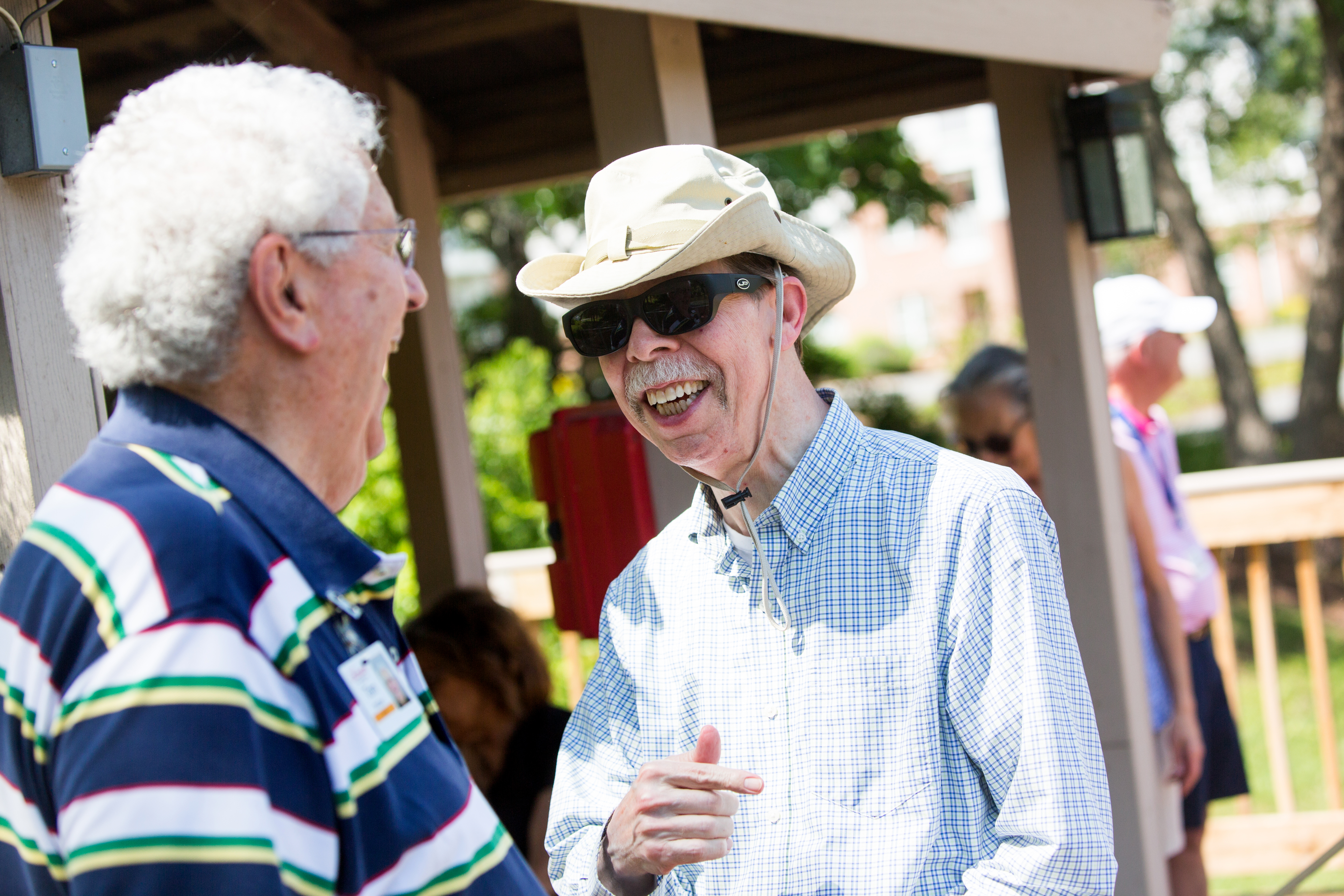 residents chatting outside