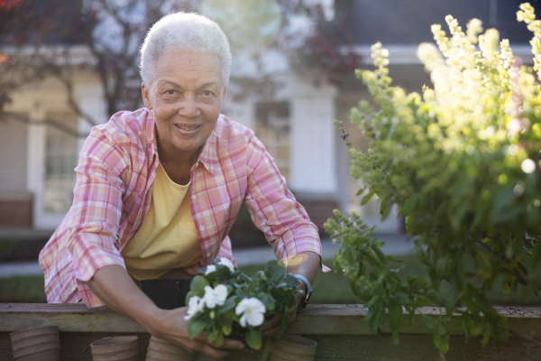 resident planting flowers